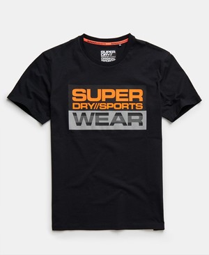 Superdry Streetsport Graphic Férfi Pólók Fekete | JTIVB7603